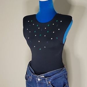 NWT Retro gems Zara black bodysuit top S